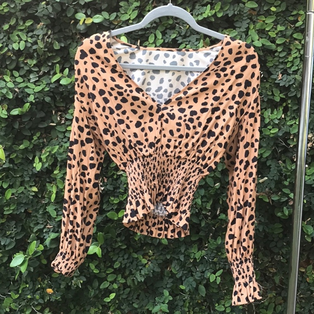Leopard Print Long Sleeve Crop